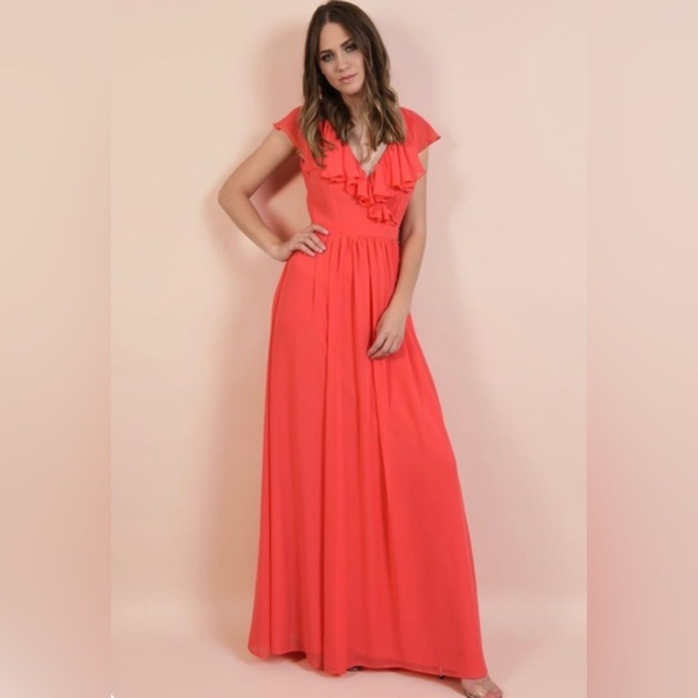 I.N. Studio | Orange Ruffle Maxi Dress